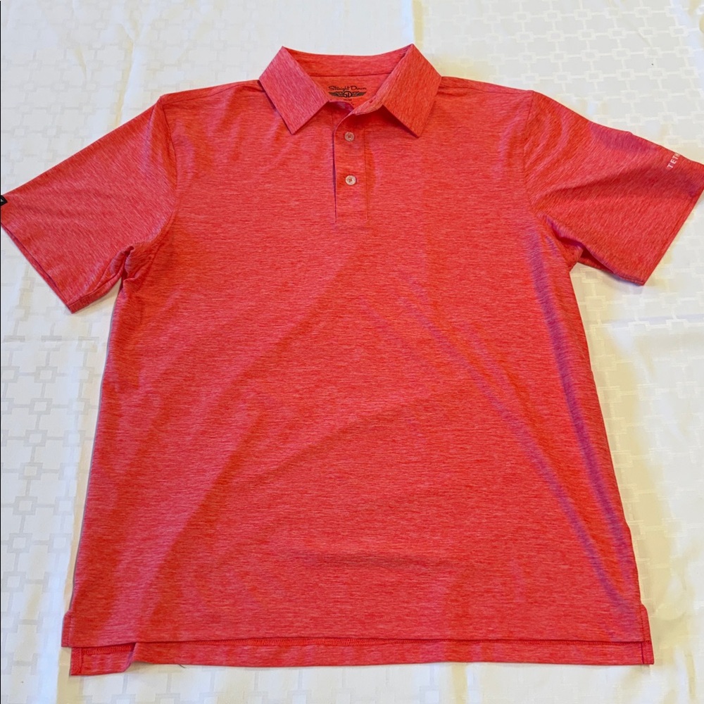 Straight Down Tetherow Polo Shirt Salmon Red